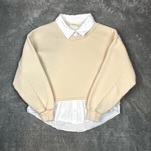 Maeve by Anthropologie Oversized Mockable Shirt Sweatshirt Women S Long Sleeve